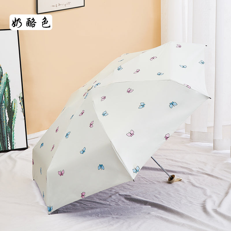 Paradise Ultra-Light Capsule Umbrella Sun Umbrella Umbrella Women's Sunny and Rain Dual-Use Five-Fold Umbrella Sun Protection UV Protection Small Portable