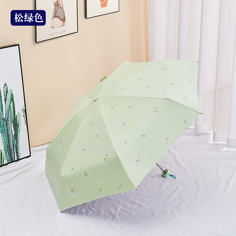 Paradise Ultra-Light Capsule Umbrella Sun Umbrella Umbrella Women's Sunny and Rain Dual-Use Five-Fold Umbrella Sun Protection UV Protection Small Portable