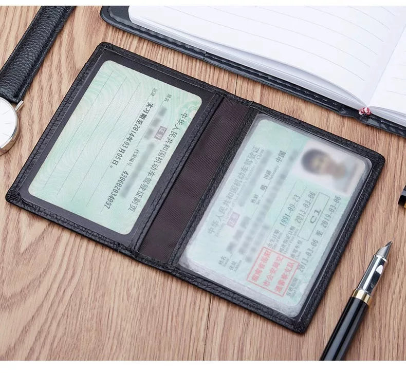 Ultra-Thin Genuine Leather Card Holder Men Driver's License Wallet Small and Simple Multi-Card Card Clip