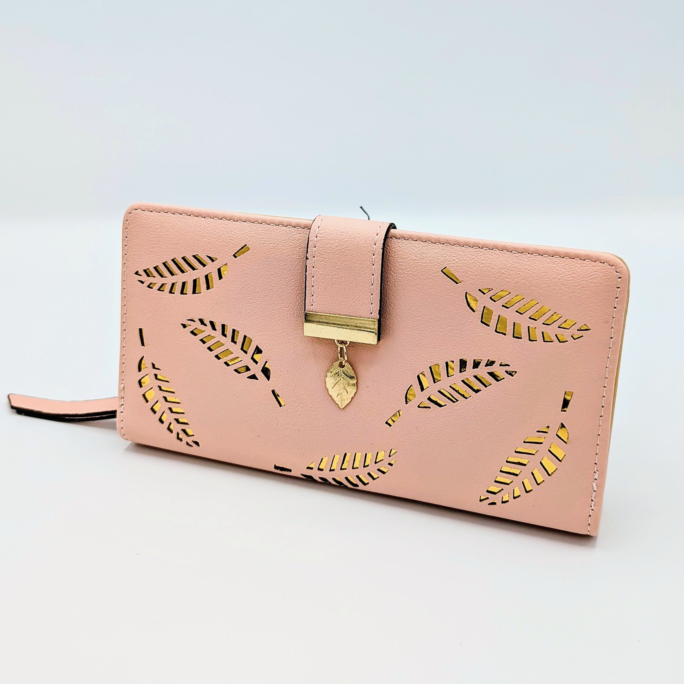 Women clutch purse, multi space crystal leaves design pulse