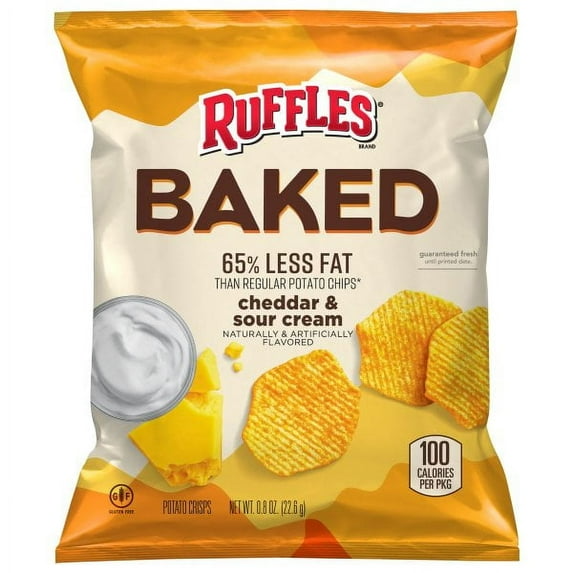 Ruffles Oven Baked Potato Chips, Cheddar and Sour Cream Flavored, 0.8 Ounce
