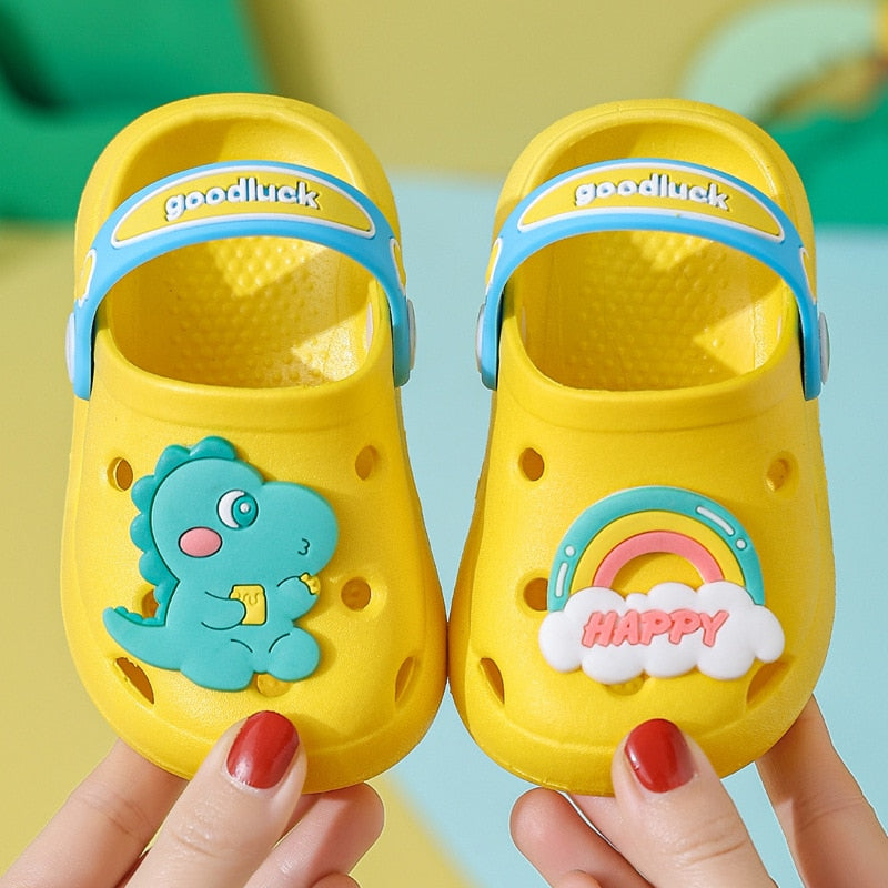 Summer Kids Sandals Hole Children's Shoes Slippers Soft Anti-Skid Cartoon DIY Design Hole Baby Shoes Sandy Beach For Boys Girls