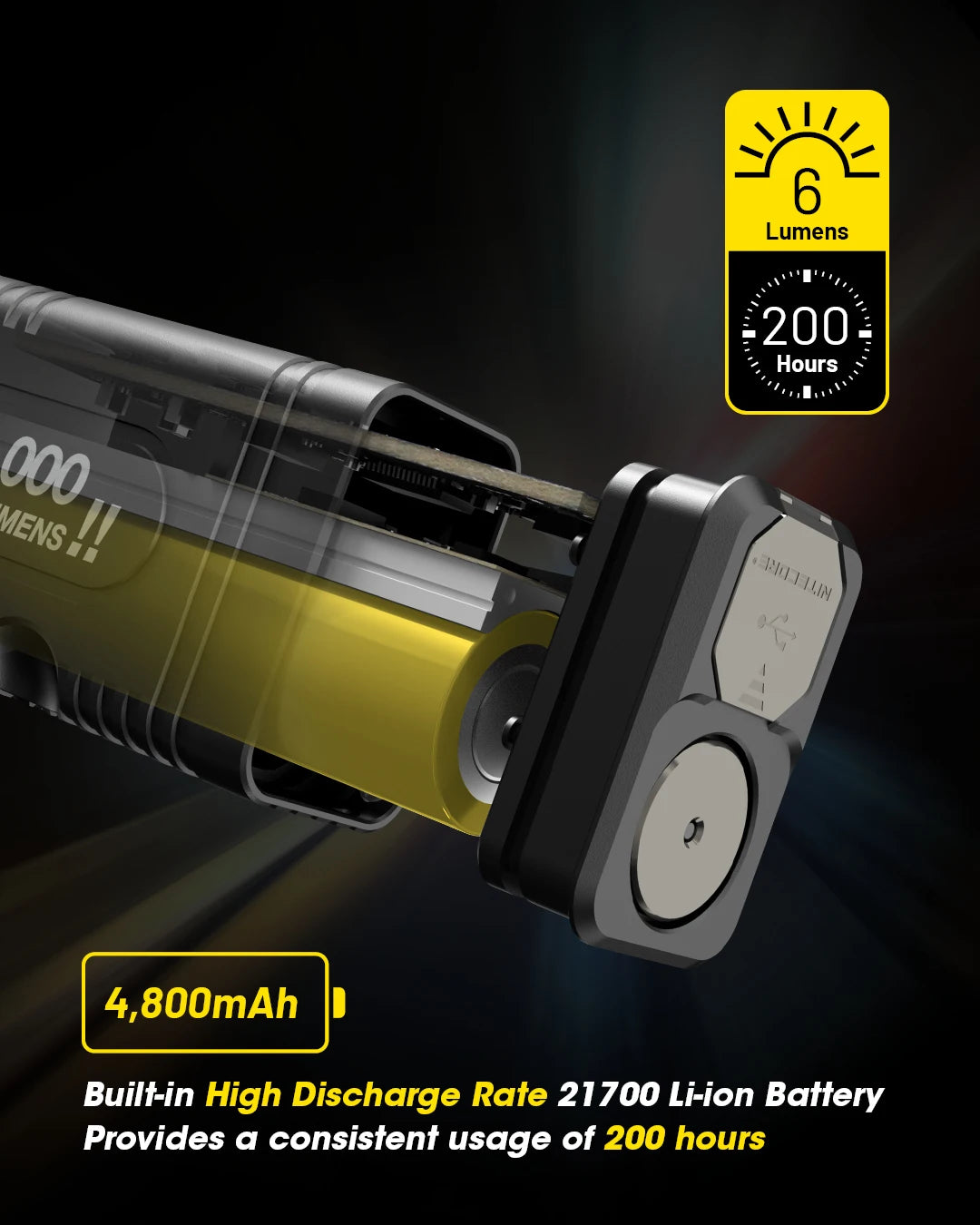 NITECORE TM12K Tactical Flashlight Powerful USB-C Rechargeable Super Bright 18W QC Searchlight CREE XHP50, 21700 Li-ion Battery