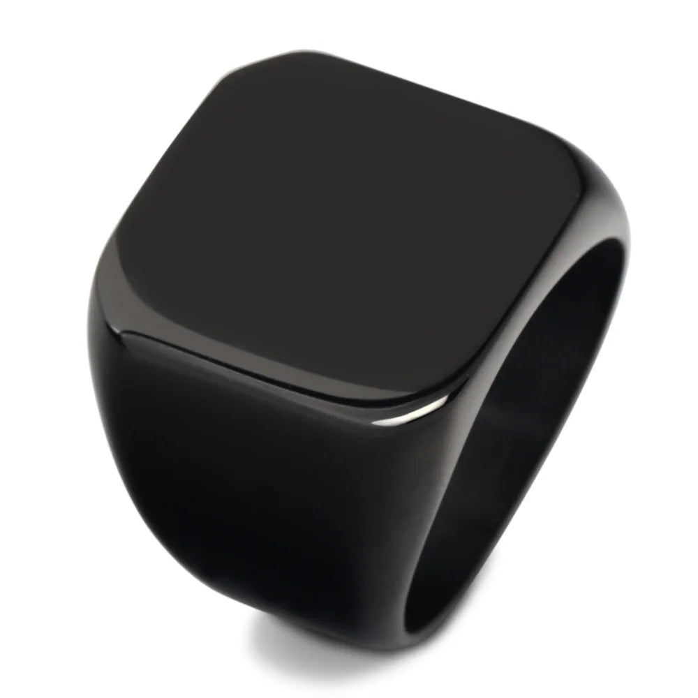 HNSP 14mm Square Stainless Steel Signet Ring - Jeglowstore