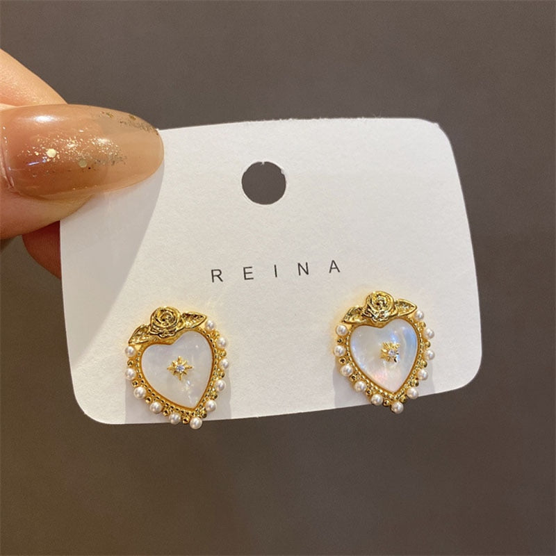 Small Stud Earring For Woman Golden Crystal Shinning Luxury Girl Jewelry Christmas Gift Wedding Accessories Trendy Ear Rings