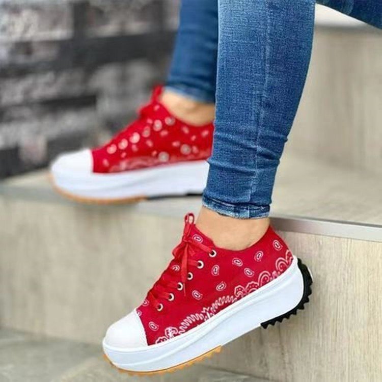 Women Pattern Canvas Sneakers Woman Casual Shoes 2023 Girls Sneakers Ladies Shoes Flat Lace-Up Zapatillas Mujer Chaussure Femme