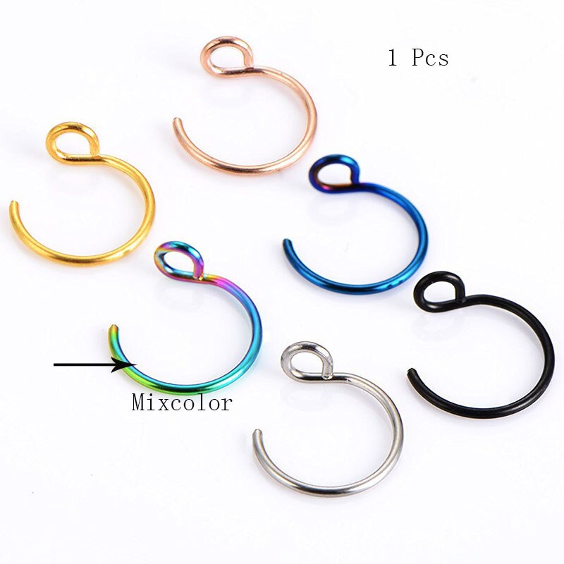 1PC G23 Titanium Nose Rings D Shape Nose Hoop Stud Ear Cartilage Piercing Nose Nostril Piercing Nariz Body Jewelry Piercings