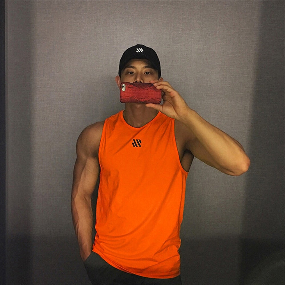 Men's Summer Gym Shirt Street High Quality Sleeveless T-shirts For Men Tank Tops Workout Fitness Singlets Sport Vest Clothing