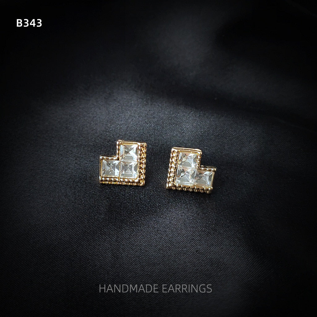 Fashion Rhinestone Stitching Heart Small Stud Earrings Pink Girls Daily Wear Earrings Girl Gift Jewelry 2022