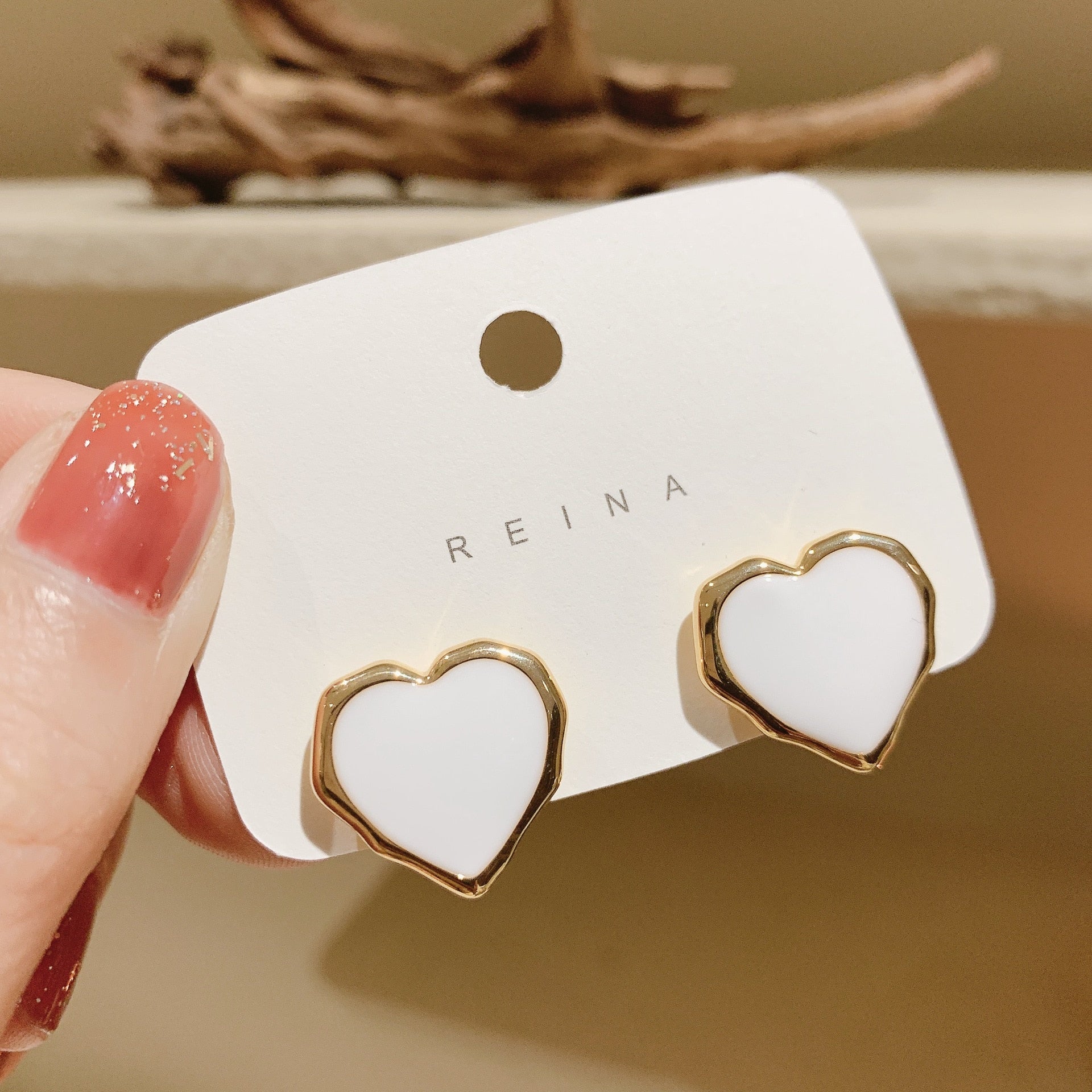 Fashion Rhinestone Stitching Heart Small Stud Earrings Pink Girls Daily Wear Earrings Girl Gift Jewelry 2022