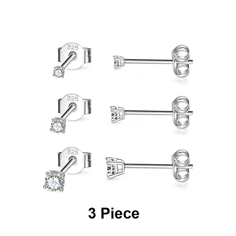 CANNER Aros 18K Gold Plated Earring Set 925 Sterling Silver Small Ear Bone Piercing Earrings For Women 3PCS Jewelry Accessories