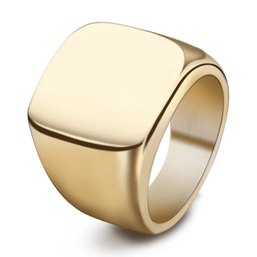 HNSP 14mm Square Stainless Steel Signet Ring - Jeglowstore