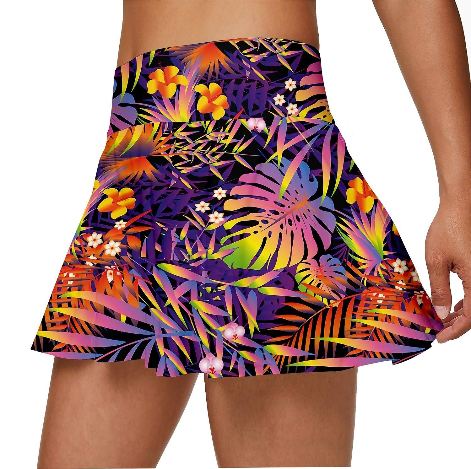 Women&#39;s High Waist Stretchy Yoga Skirt with 2 Pockets Tennis Pleated Skirts Anti-glare Golf Skirt Dancing Running Fitness