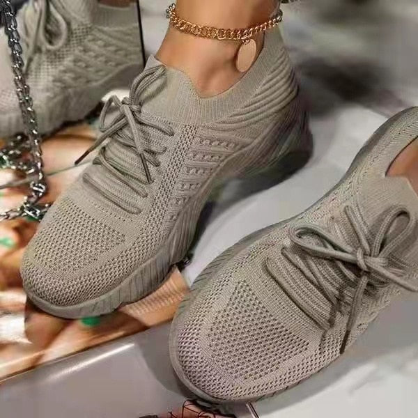 Mesh Breathable Women Casual Sneakers Lace-up Vulcanized