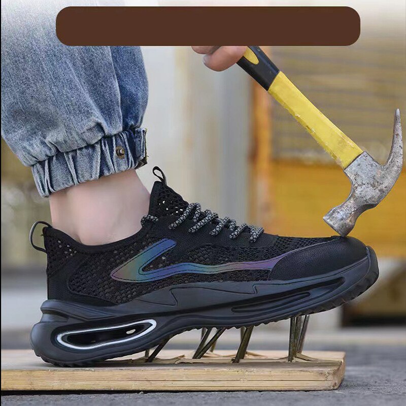 Waliantile 2023 Summer Work Safety Shoes For Men Male Puncture Proof Anti-smashing Industry Working Boots Sneakers Steel Toe Man