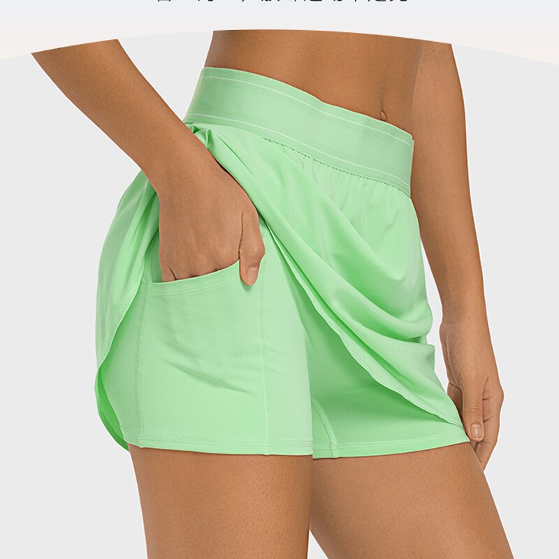 A Logo Match Point Flowy A-line Tennis Skirt With Comfy Inner Short Lightweight Woven Skirts Hidden Pocket for Key or Cards