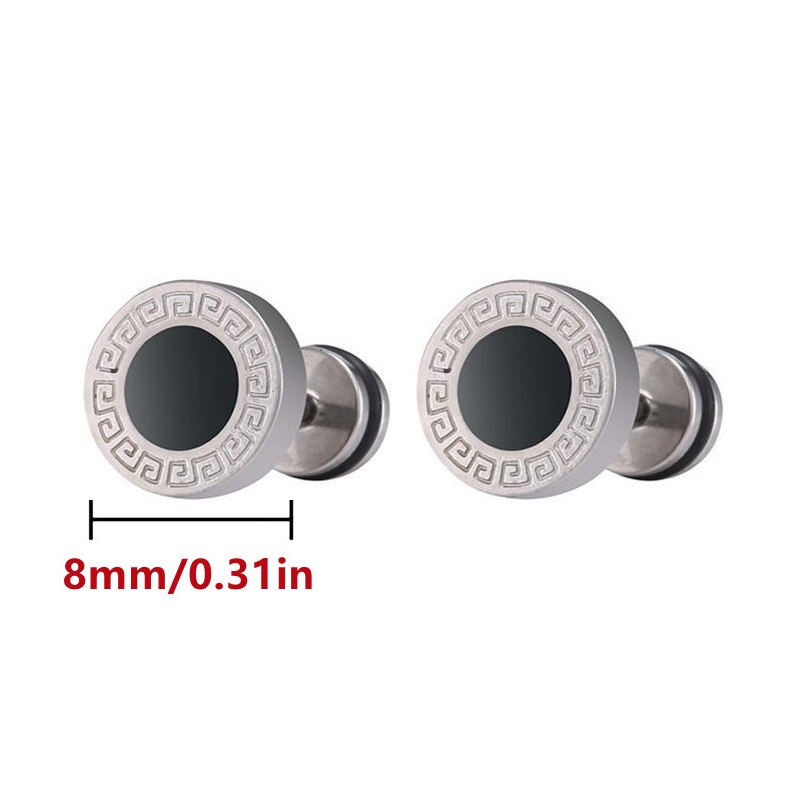 Design Stainless Steel Women's Studs Earrings For Men Ear Piericng Black Stone Gold Silver Color Face Stud Earring Jewelry