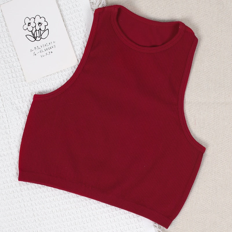 NORMOV Fitness Yoga Bra Sports Crop Tops Seamless Ribbed Sports Bras Tops Knit Paddleless Top Womens High Strength Shock Proof