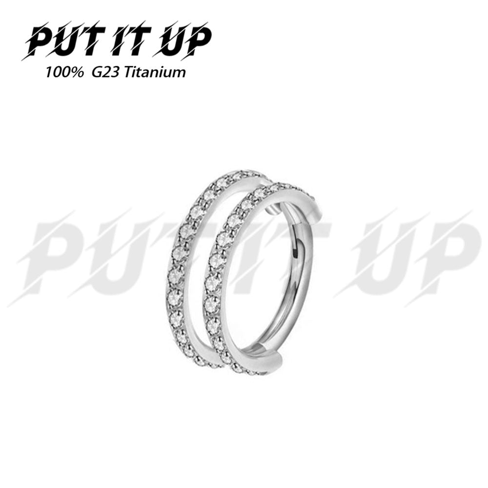 ASTM F136 Titanium Nose Piercing Ring 16G CZ Hinged Septum Clicker Segment Ear Cartilage Tragus Helix Lip Ring Piercing Jewelry