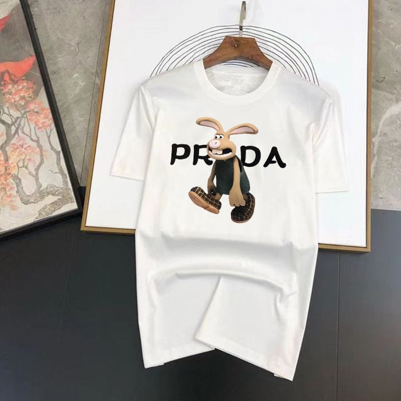 Summer Rabbit Print T shirt 100%Cotton High quality T-shirt