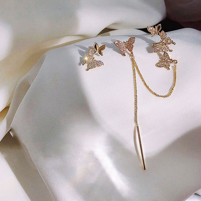 Fashion Female Ear Clips for Women Cold Wind Earrings Punk Cool Ear Studs Earrings Butterfly Ear Cuff Wedding Party Gift Jewelry