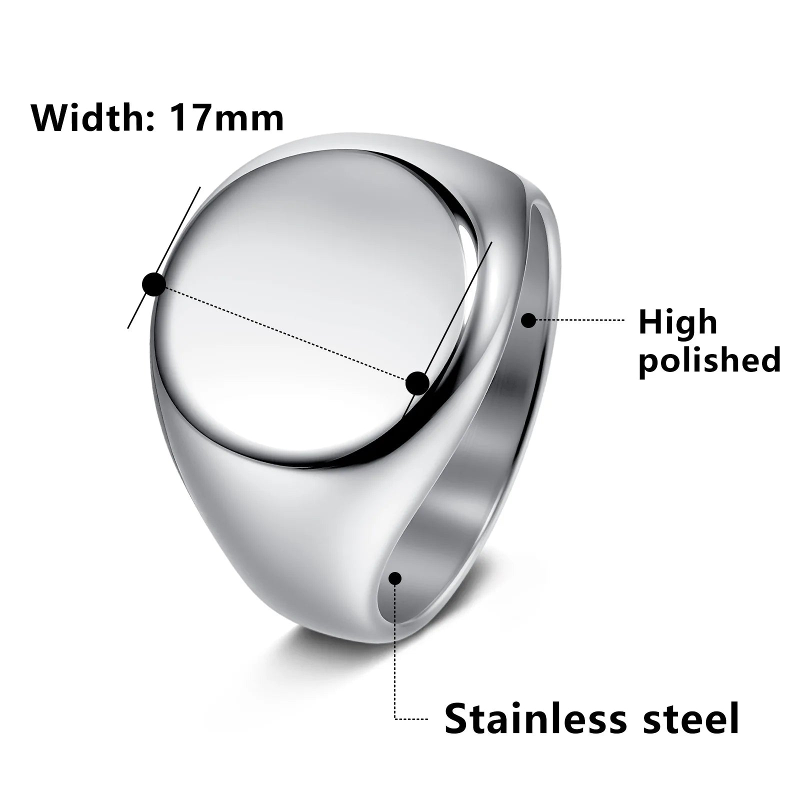 Men’s Stainless Steel Round Signet Ring - Jeglowstore
