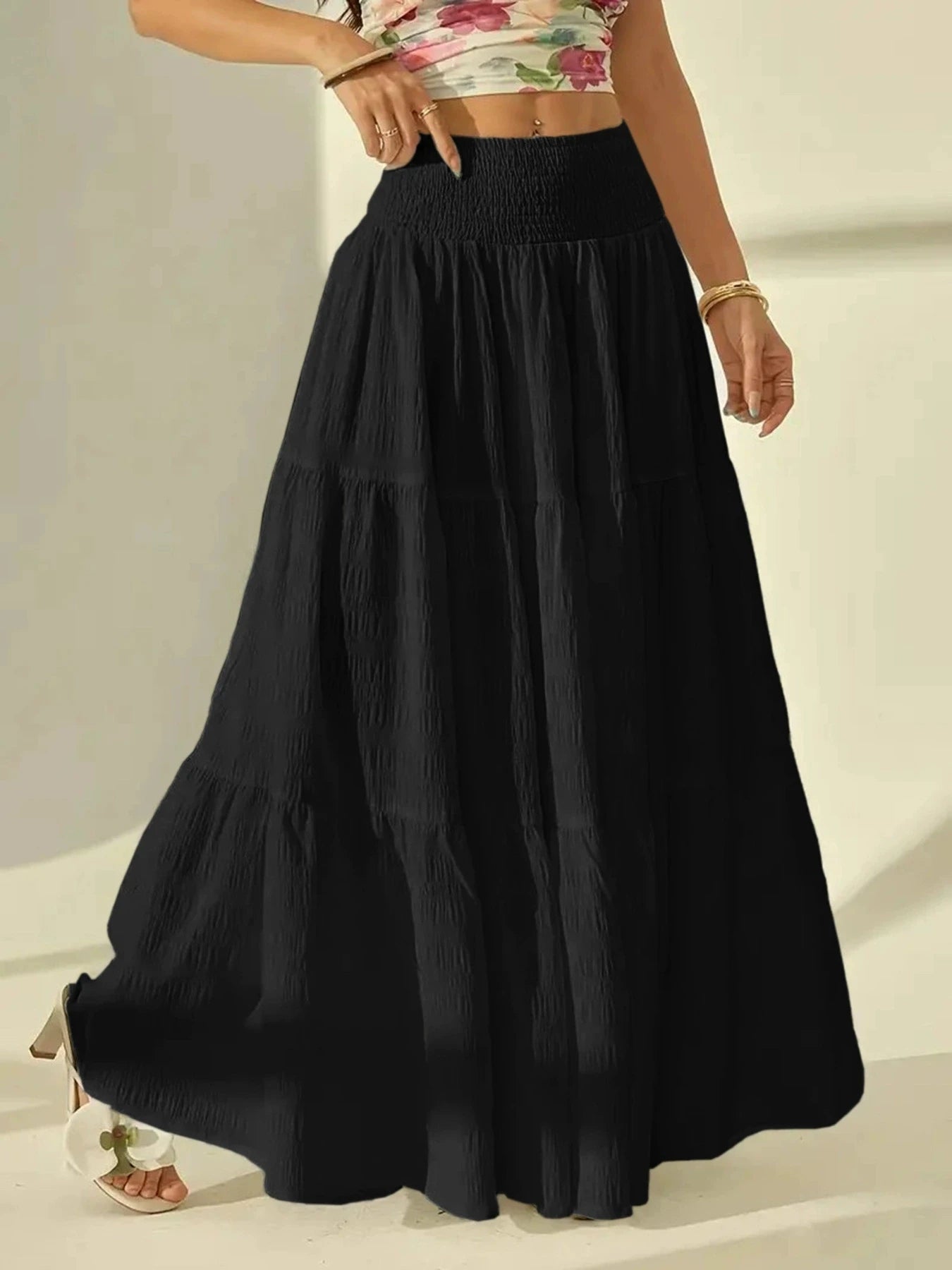Tiered A-Line Maxi Skirt - Jeglowstore