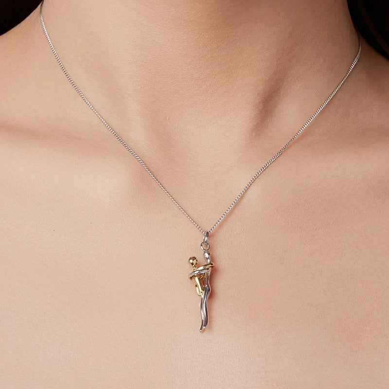 Two-Tone Mom & Child Sterling Silver Necklace - Jeglowstore