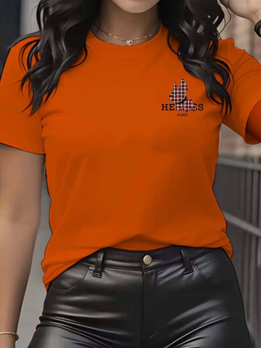 Women’s Cartoon Dog Print T-Shirt - Jeglowstore