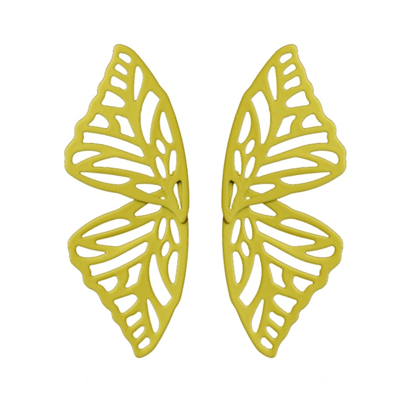 Hot Sale Hollow Big Butterfly Stud Earring for Women Metal Angel Wing Pendant Ear Statement Jewelry Party Christmas Gift