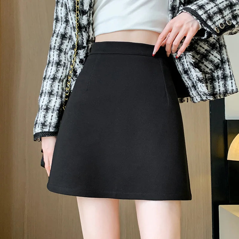 Wool High Waist A-Line Mini Skirt - Jeglowstore