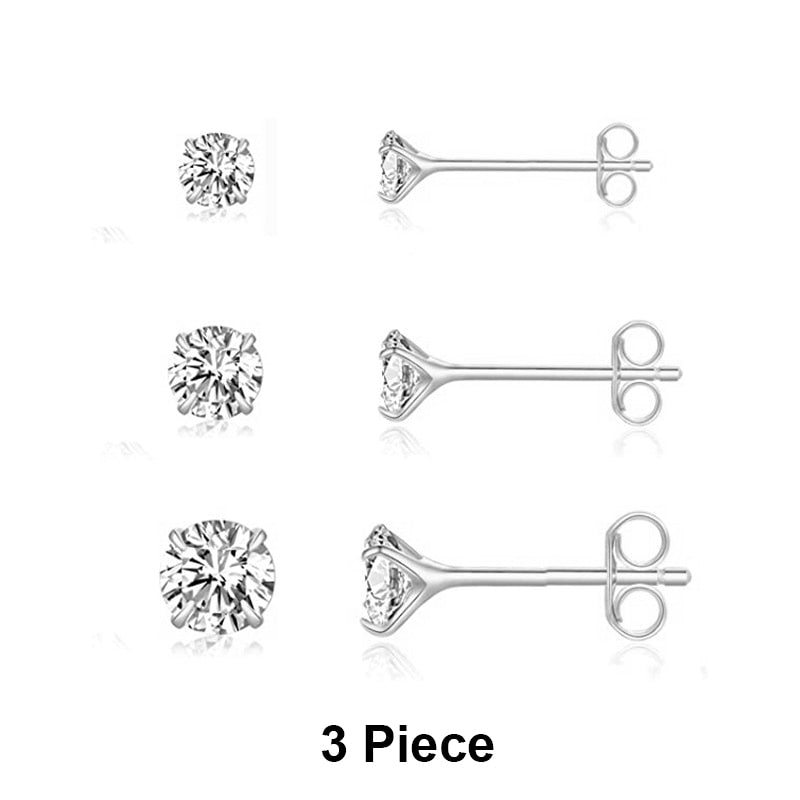 CANNER Aros 18K Gold Plated Earring Set 925 Sterling Silver Small Ear Bone Piercing Earrings For Women 3PCS Jewelry Accessories