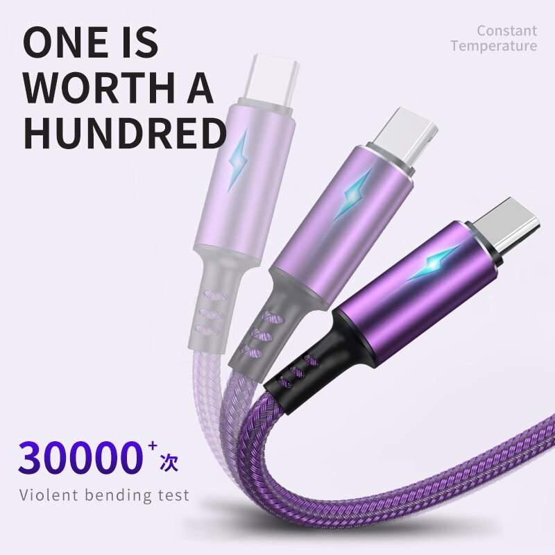 USB Micro Cable 3A Fast Charging Data Cable Charger Cord for Samsung Xiaomi Mobile Phone Accessories LED Indicator Usb Cable