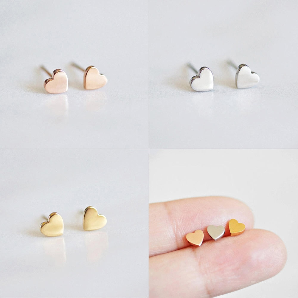 Small Heart Stainless Steel Stud Earrings for Women Girl Not Fade Gold Color Tiny Earrings Korea Fashion Jewelry Piercing Ear