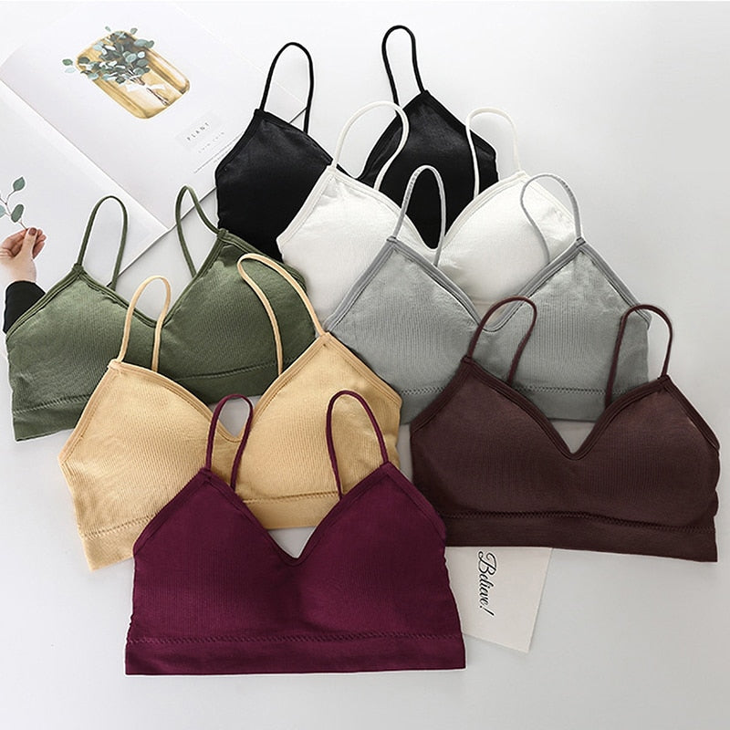 Women Sexy Crop Tops Sports Bra Female Tube Tops Sleeveless Camis Seamless Lingerie Tee Bra Bandeau Crop Top Tanks