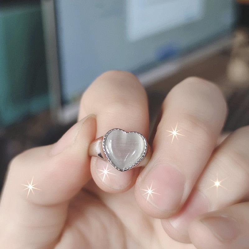 Punk eyes ring Cute Green Monster Ring For Women Fashion Sweet Two Color Cat Eyes Open Couple Ring party Finger Accessories