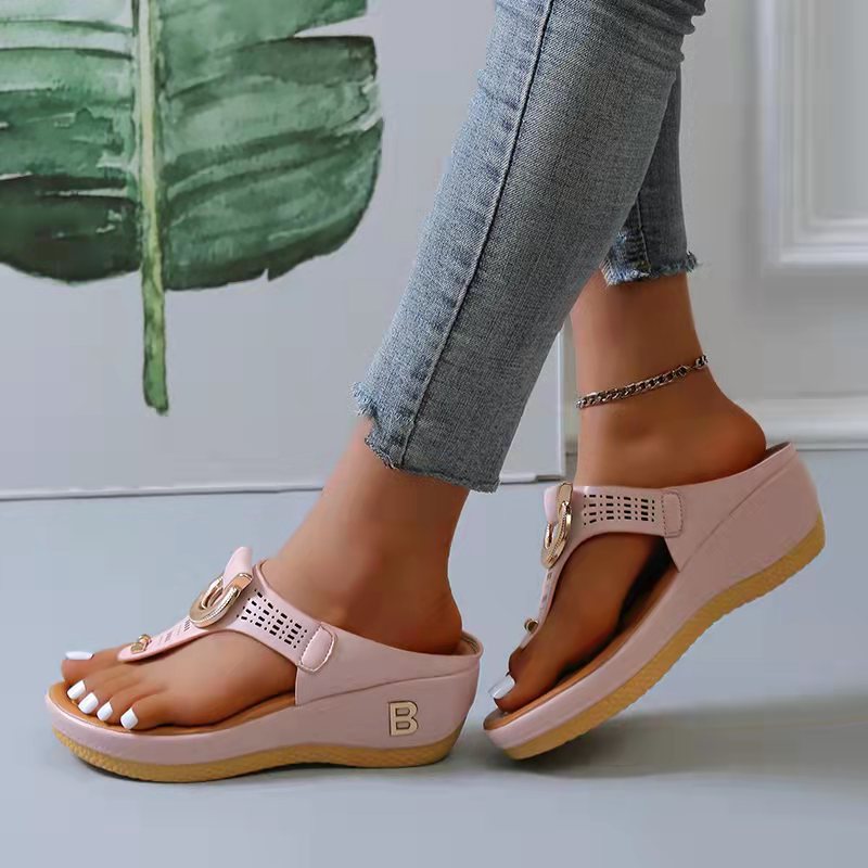 Women New Summer Sandals Open Toe Beach Shoes Flip Flops Wedges Comfortable Slippers Cute Sandals Plu Size 35~43 Chaussure Femme