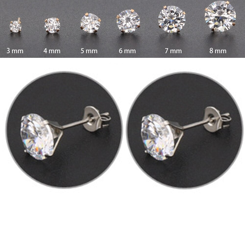 1 Pair Medical Stainless steel Ear Studs Earrings For Women 4 Prong Tragus Cartilage Piercing Jewelry