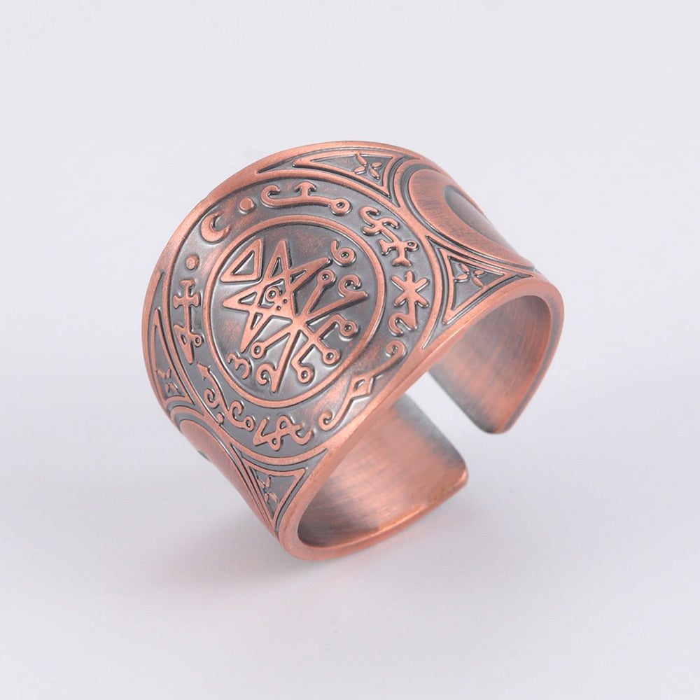 Dawapara Seal of The 7 Archangels Protection Ring Amulet Metatron Cube Lilith Symbol The Secrets of King Solomon Vintage Jewelry