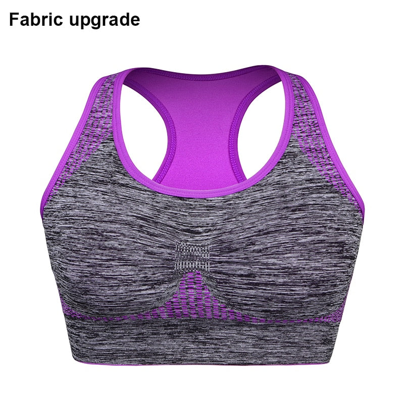 Shockproof Quick Dry Sports Bra Women Padded Gather Yoga Bra Push Up Gym Running Bra Seamless Workout Fitness Bra Top