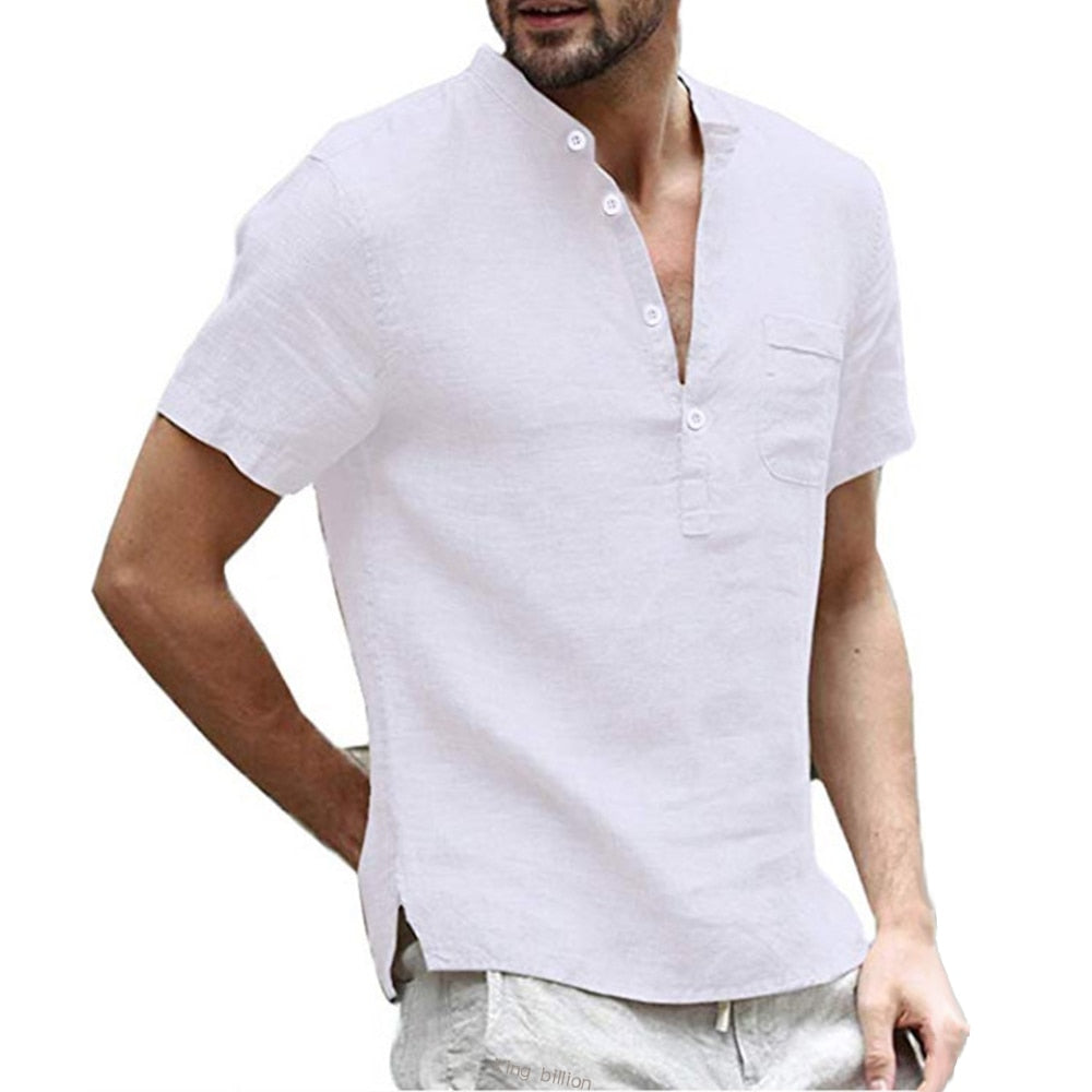 Men's Short-Sleeved T-shirt Cotton and Linen Led Casual Men's T-shirt