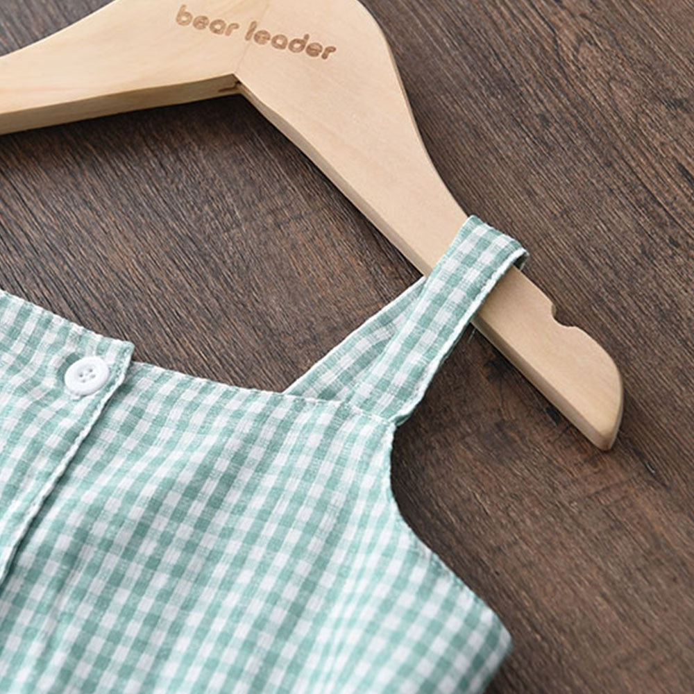 Bear Leader Girls Clothing Sets 2022 Summer Kids Clothes Floral Chiffon Halter+Embroidered Shorts Straw Children Clothing