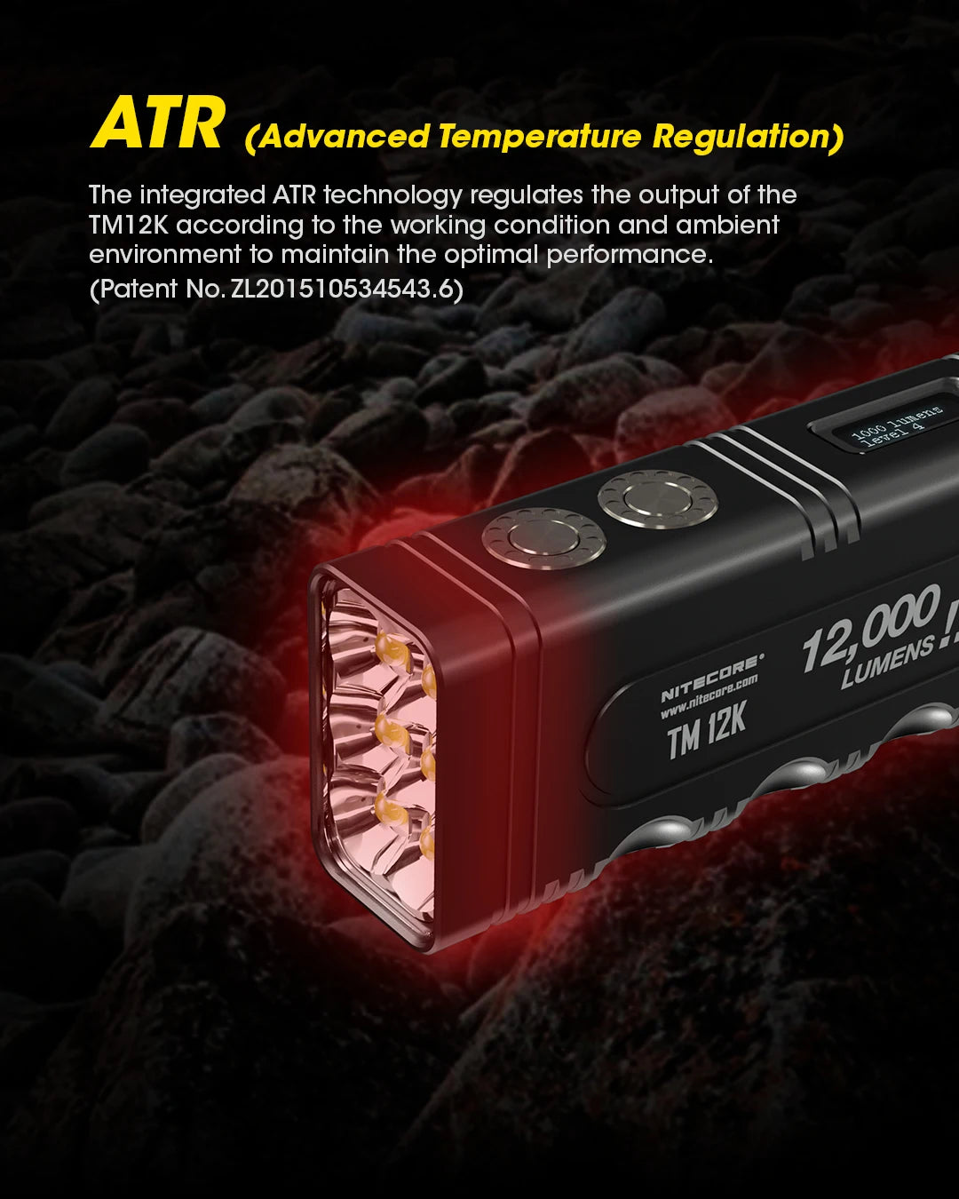 NITECORE TM12K Tactical Flashlight Powerful USB-C Rechargeable Super Bright 18W QC Searchlight CREE XHP50, 21700 Li-ion Battery