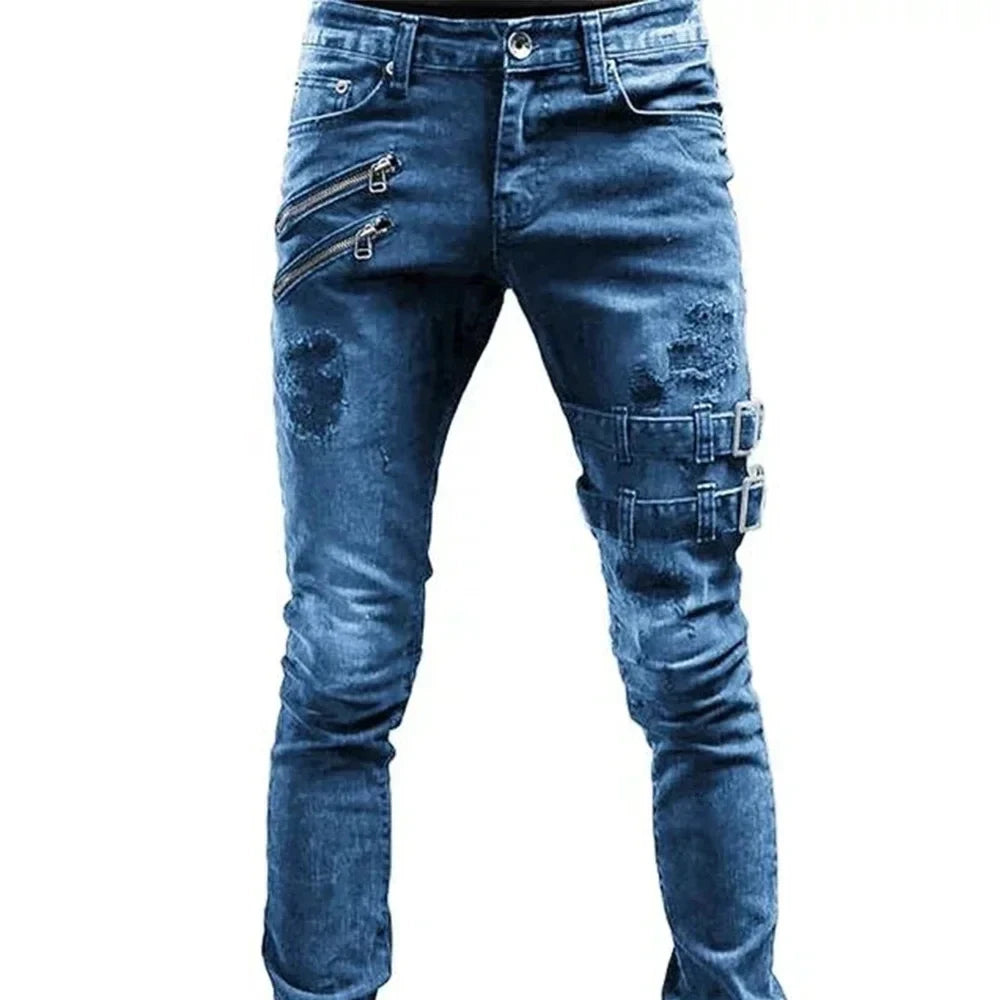 Men’s Fashion Straight Zipper Jeans - Jeglowstore