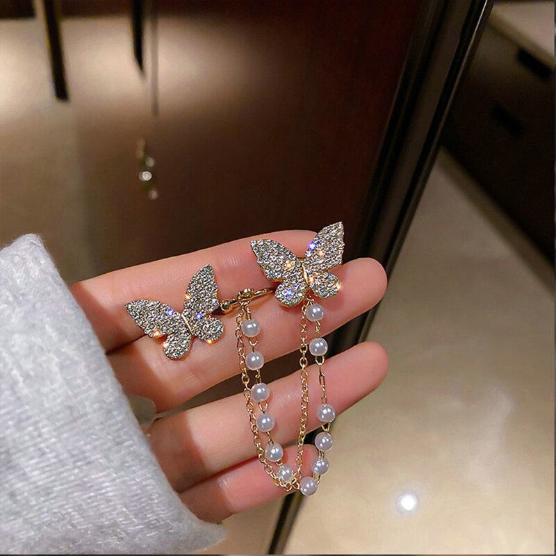 Fashion Female Ear Clips for Women Cold Wind Earrings Punk Cool Ear Studs Earrings Butterfly Ear Cuff Wedding Party Gift Jewelry