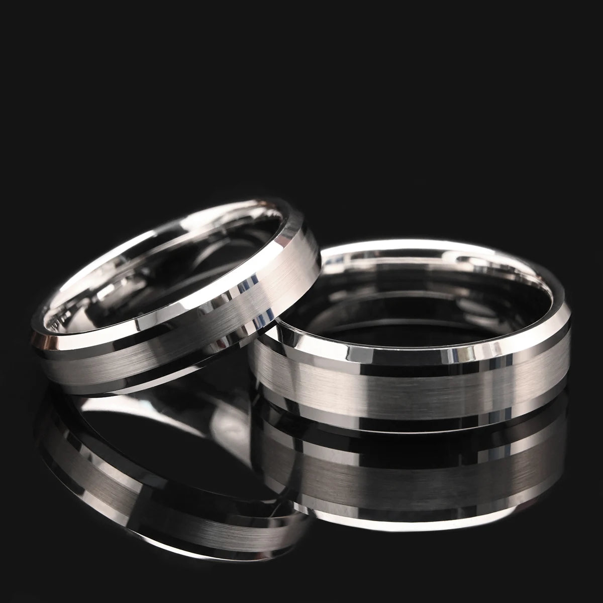 Silver Tungsten Couple Rings
