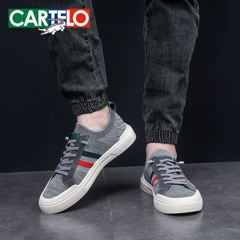 CARTELO Men Vulcanized Fashion Sneakers Breathable Comfortable Flat Casual Shoes Sports Running Shoes Outdoor Male Sneakers