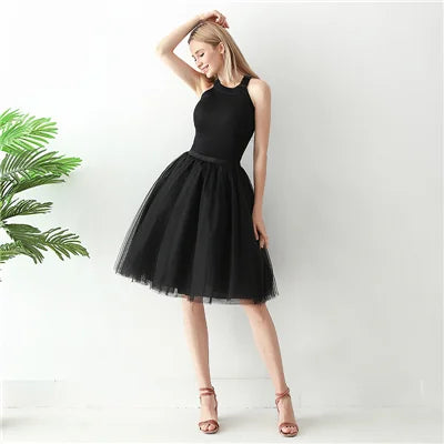 High Waist Tulle Midi Skirt