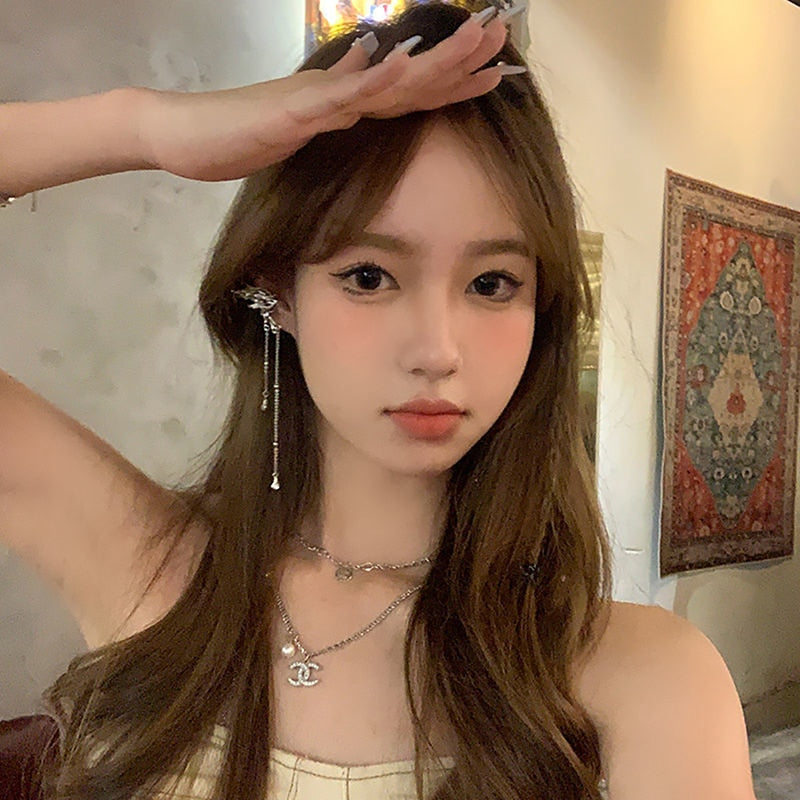 Exquisite Fairy Butterfly Tassel Ear Clips Angel Ear Bone Clip Earring Elf Female No Ear Hole Ear Cuff Fashion Hanging Earring