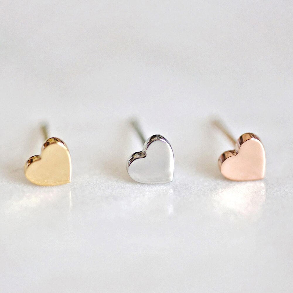 Small Heart Stainless Steel Stud Earrings for Women Girl Not Fade Gold Color Tiny Earrings Korea Fashion Jewelry Piercing Ear